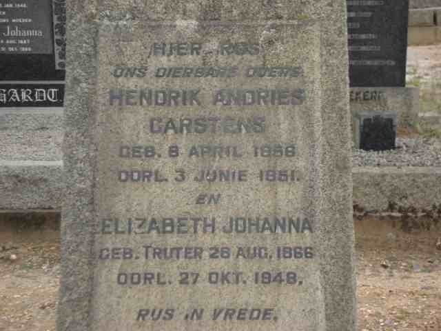 CARSTENS Hendrik Andries 1856-1851 &amp; Elizabeth Johanna TRUTER 1866-1948
