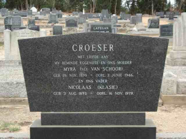 CROESER Nicolaas 1893-1979 &amp; Myra VAN SCHOOR 1898-1946