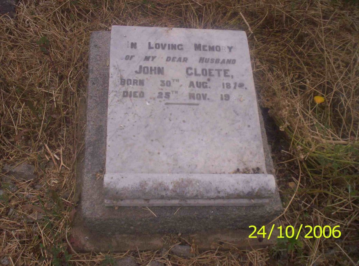 CLOETE John 1872-1927