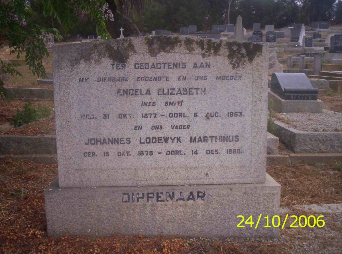 DIPPENAAR Johannes Lodewyk Marthinus 1878-1960 &amp; Engela Elizabeth SMIT 1877-1953