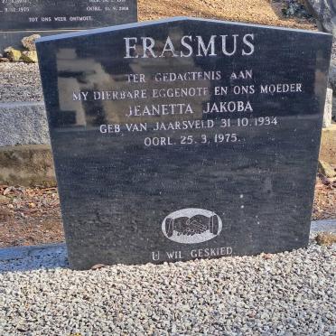 ERASMUS Jeanetta Jakoba nee VAN JAARSVELD 1934-1975