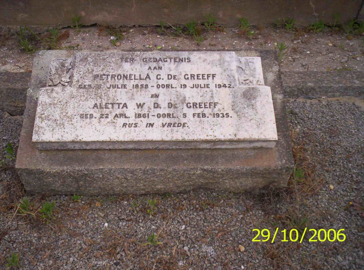 GREEFF Petronella C., de 1858-1942 :: DE GREEFF Aletta W. 1861-1935