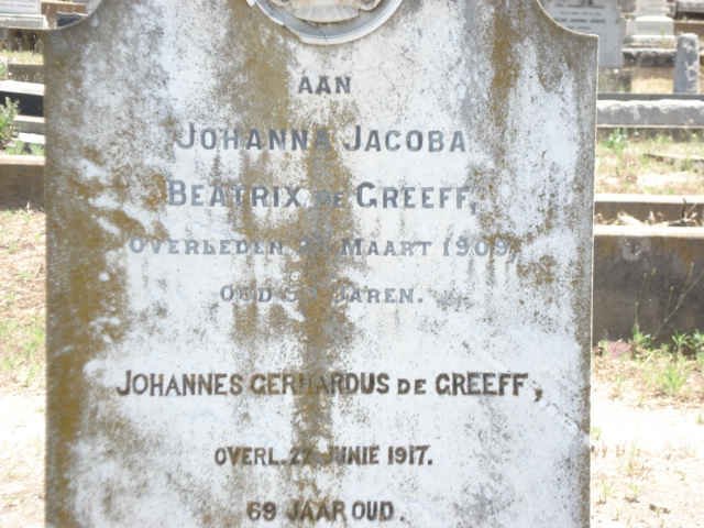 GREEFF Johannes Gerhardus, de 1917 &amp; Johanna Jacoba Beatrix -1909