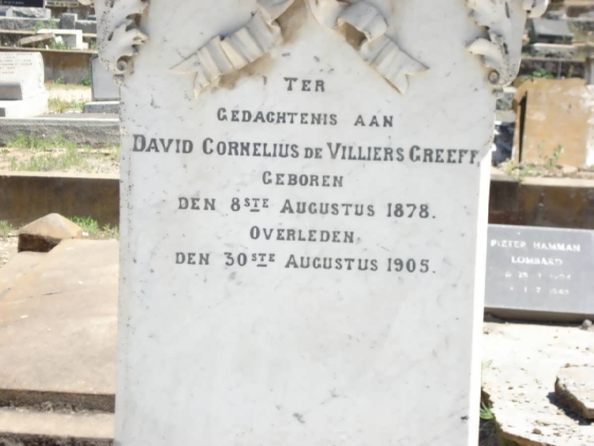 GREEFF David Cornelius de Villiers 1878-1905
