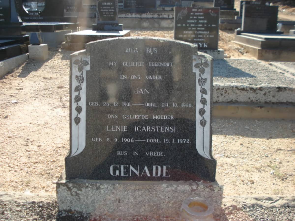 GENADE Jan 1901-1968 &amp; Lenie CARSTENS 1906-1972