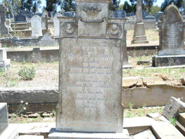GREEFF Hendrik J.M., de  1863- 1932 &amp; Hester C.J. GOUS 1868-1916