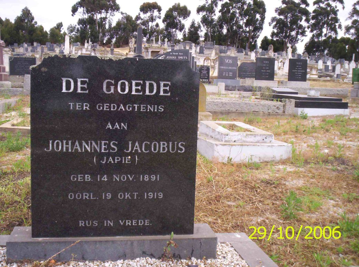 GOEDE Johannes Jacobus, de 1891-1919
