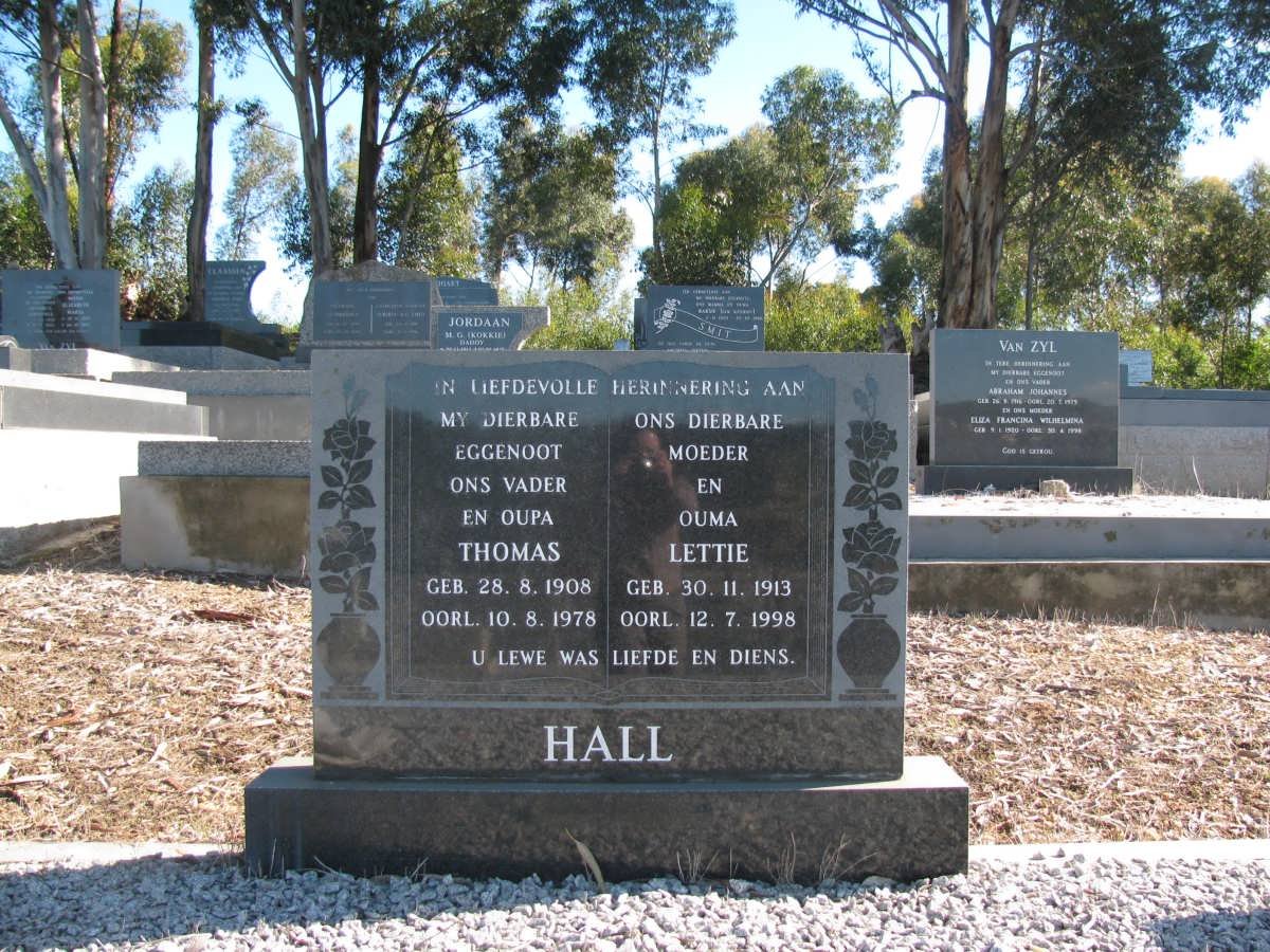 HALL Thomas 1908-1978 &amp; Lettie 1913-1998