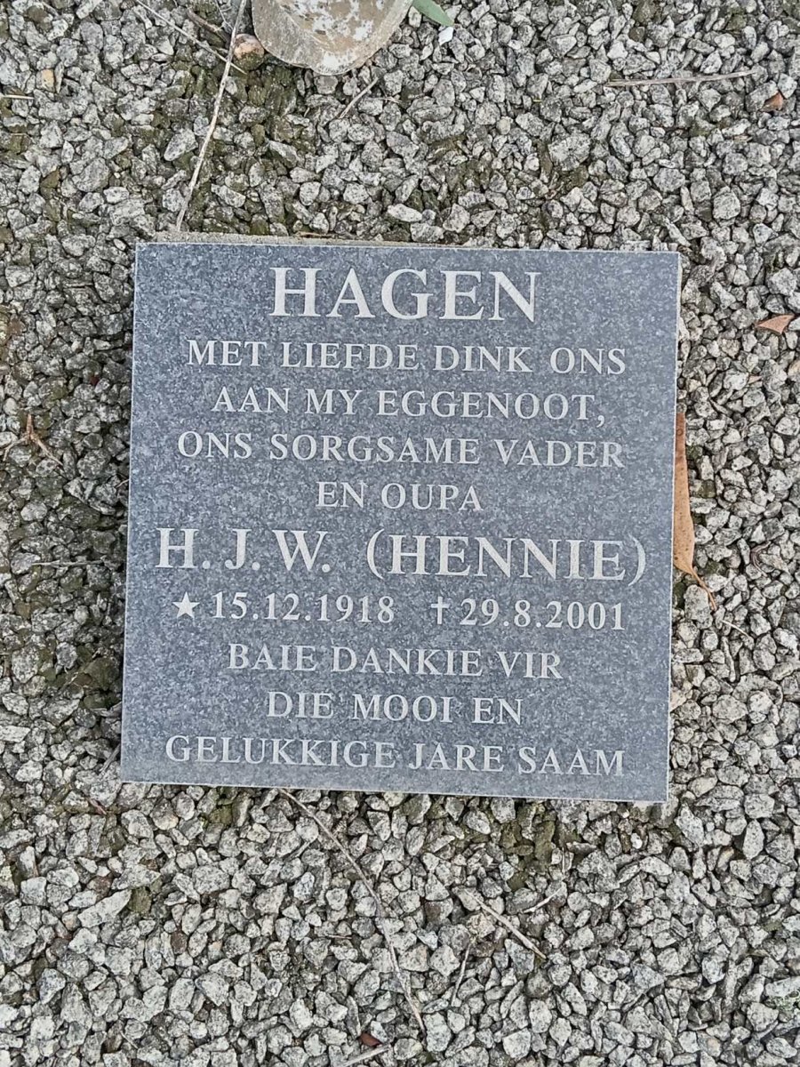 HAGEN H.J.W. 1918-2001