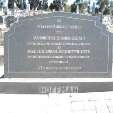 HOFFMAN Paul Johannes 1875-1939 &amp; Catherina Adriana WIESE 1890-1965