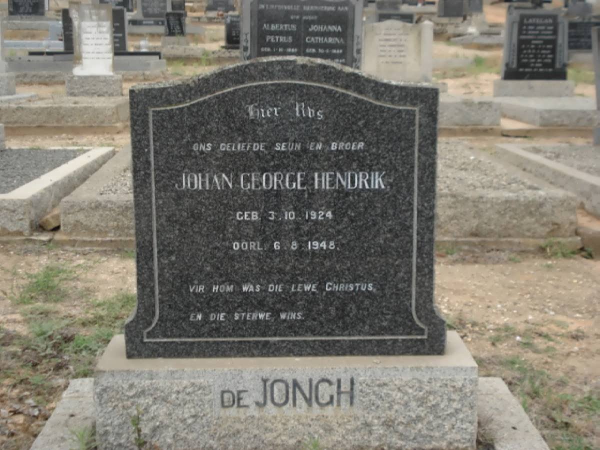 JONGH Johan George Hendrik, de 1924-1948