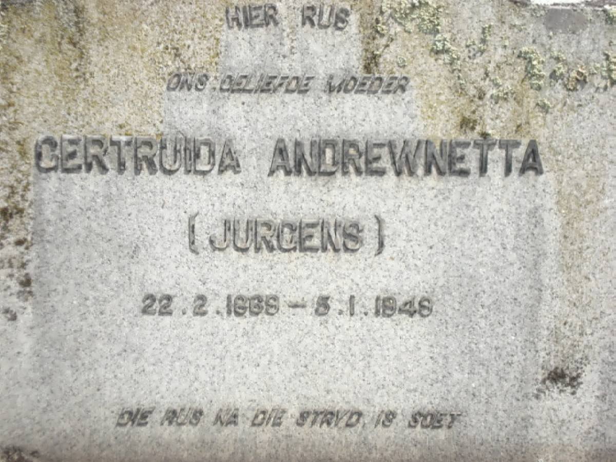 JURGENS Gertruida Andrewnetta 1869-1948