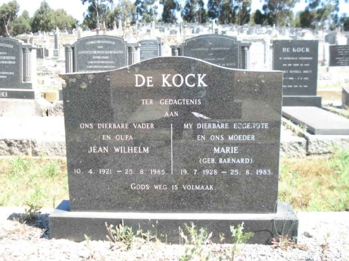 KOCK Jean Wilhelm, de 1921-1985 &amp; Marie BARNARD 1928-1983