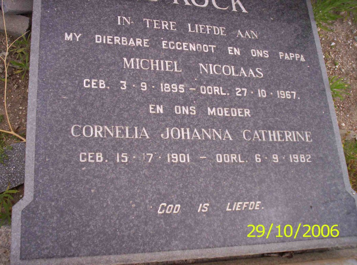 KOCK Michiel Nicolaas, de 1895-1967 &amp; Cornelia Johanna Catherine 1901-1982
