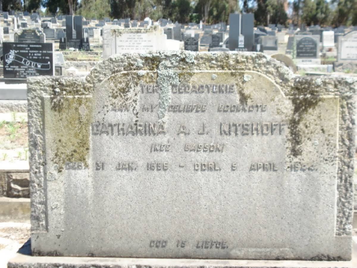 KITSHOFF Catharina A. nee BASSON 1896-1944