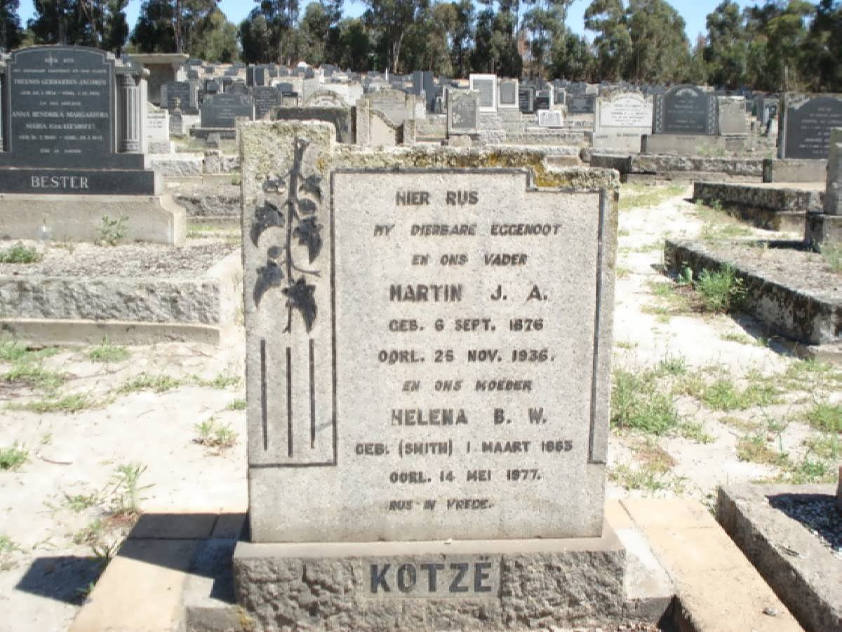 KOTZE Martin J.A. 1876-1936 &amp; Helena B.W SMITH 18?3-1977