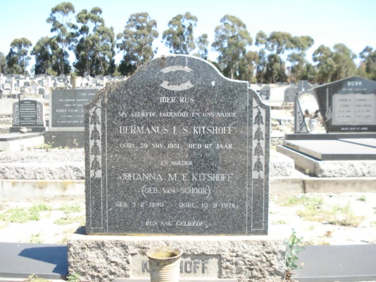 KITSHOFF Hermanus I. -1951 &amp; Johanna M.E. VAN SCHOOR 1890-1978