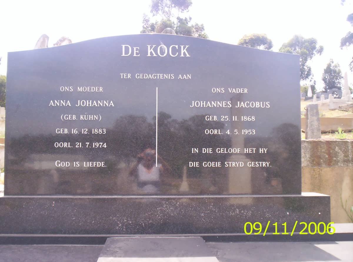 KOCK Johannes Jacobus, de 1868-1953 &amp; Anna Johanna KUHN 1883-1974