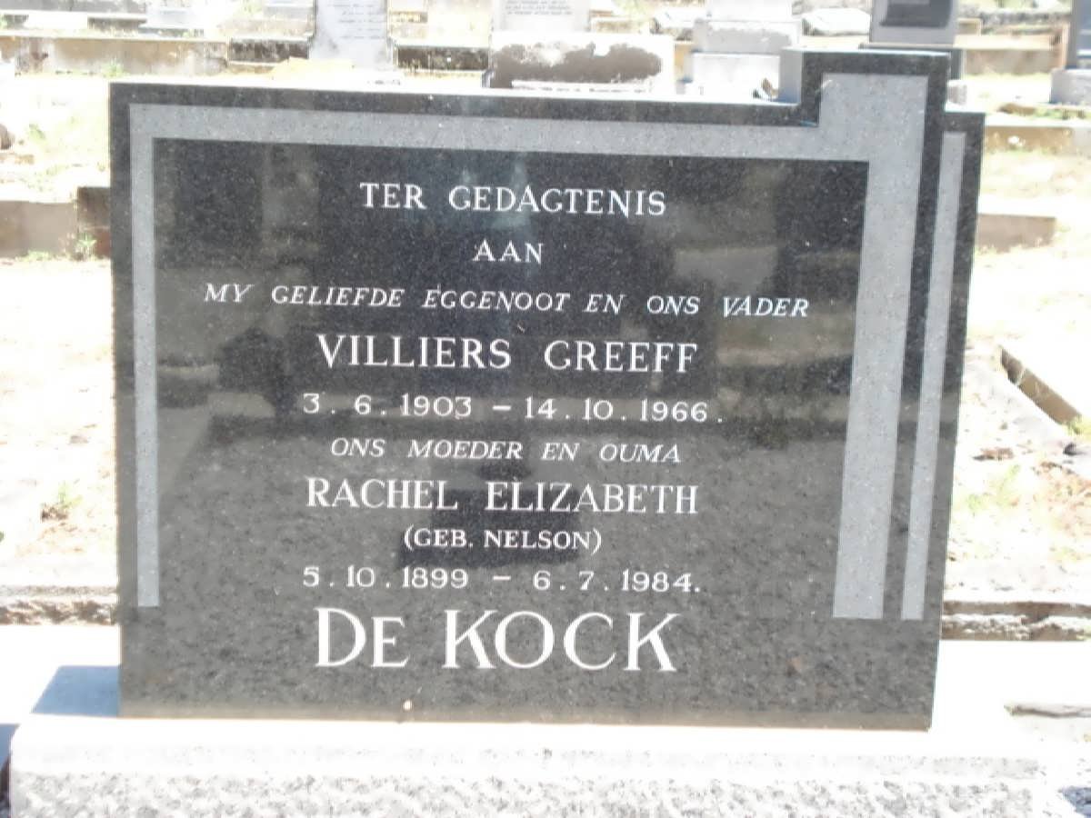 KOCK Villiers Greeff, de 1903-1966 &amp; Rachel Elizabeth NELSON 1899-1984