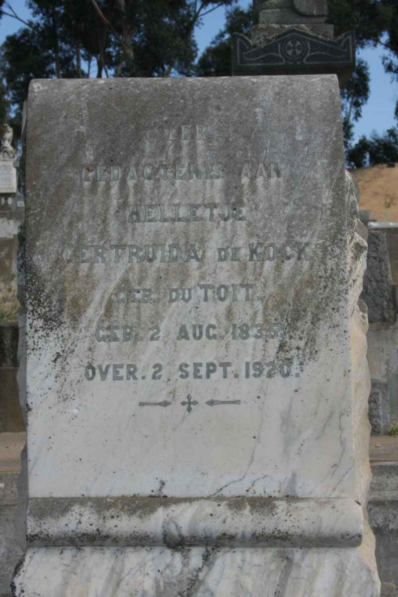 KOCK Helletjie Gertruida, de nee DU TOIT 1835-1920