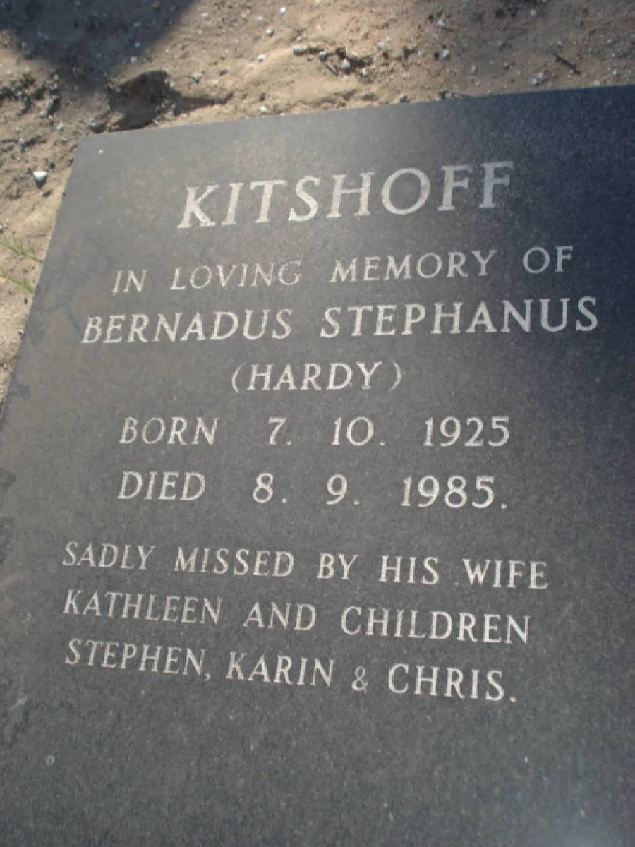 KITSHOFF Bernardus Stephanus 1925-1985