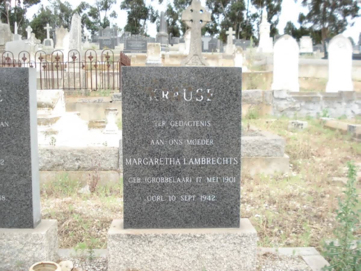 KRAUSE Margaretha Lambrechts nee GROBBELAAR 1901-1942