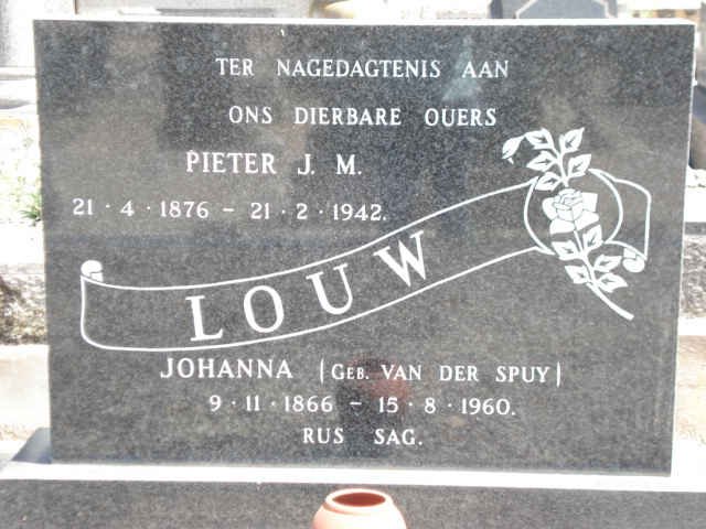 LOUW Pieter J.M. 1876-1942 &amp; Johanna VAN DER SPUY 1866-1960