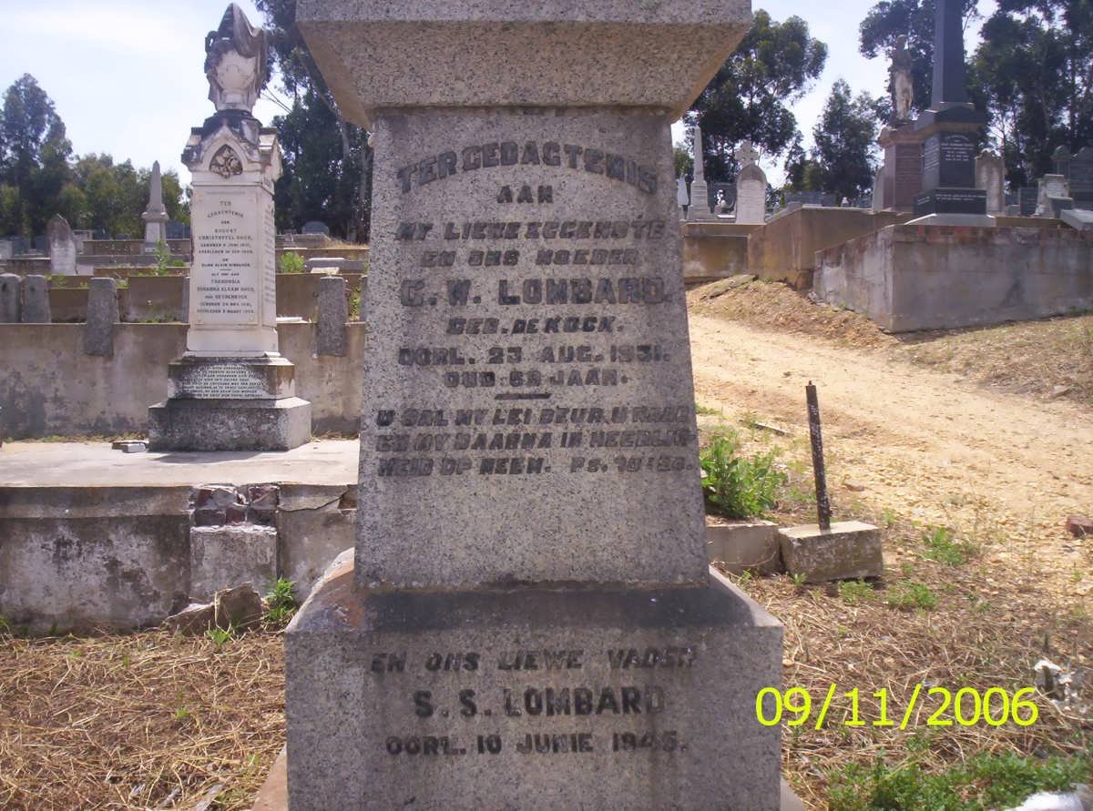 LOMBARD S.S. -1945 &amp; C.W. DE KOCK -1931