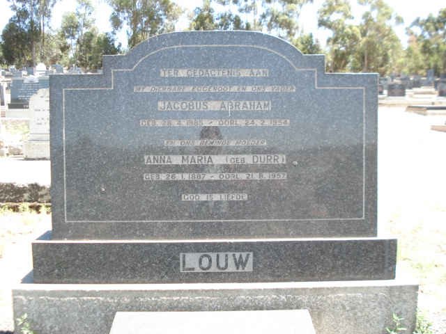 LOUW Jacobus Abraham 1885-1954 &amp; Anna Maria DURR 1887-1957