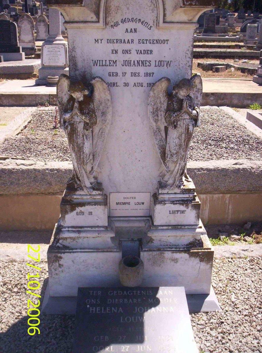 LOUW Willem Johannes 1887-193? &amp; Helena Johanna BESTBIER 1891-1984 :: LOUW Miempie 1918-1991
