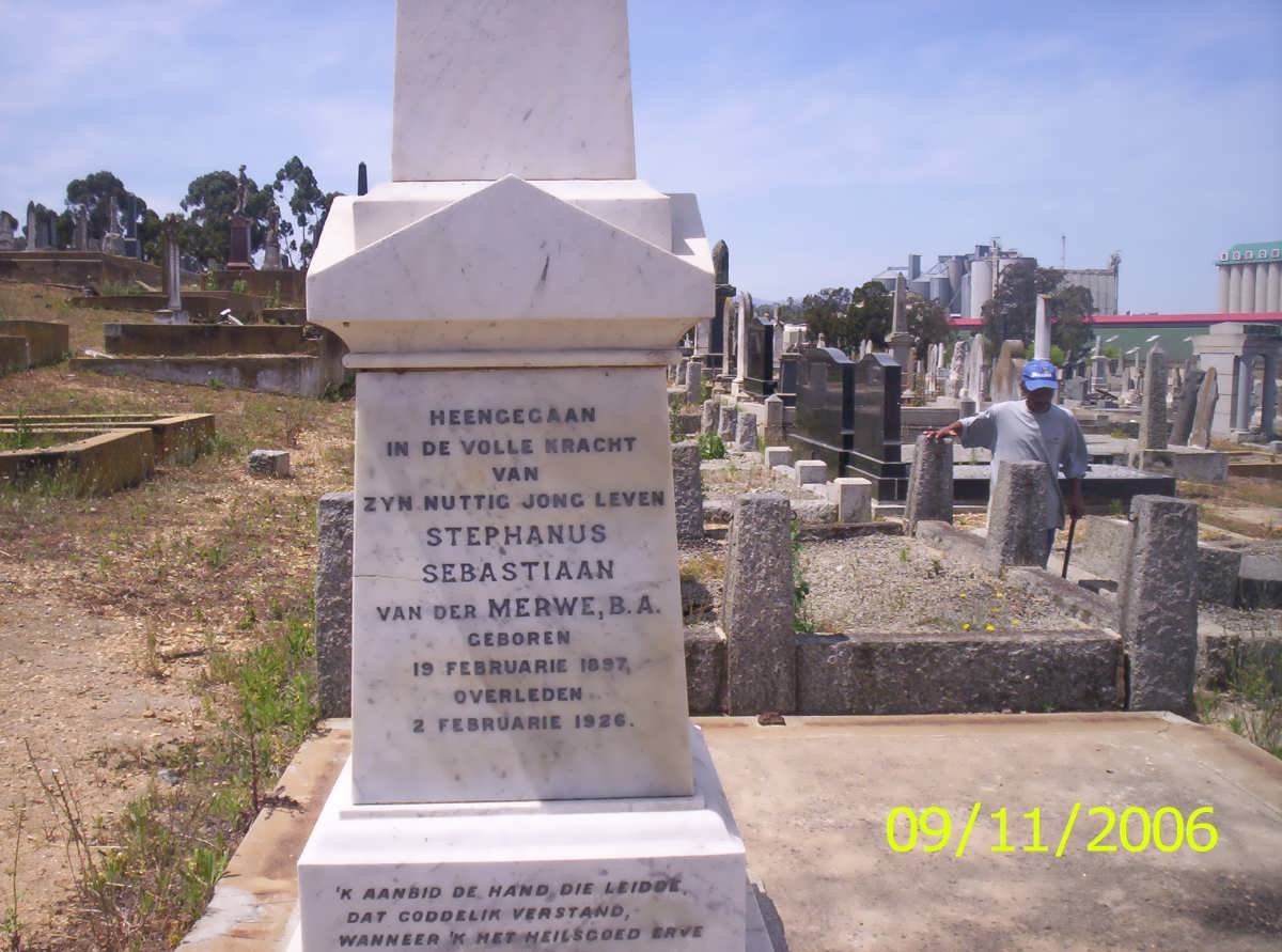 MERWE Stephanus Sebastiaan, van der 1897-1926
