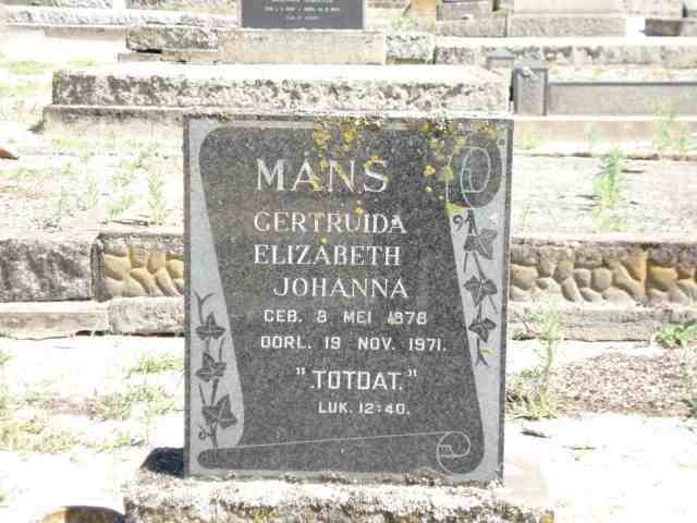 MANS Gertruida Elizabeth Johanna 1878-1971