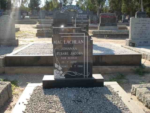 MACLACHLAN Johanna Elsabe Jacoba nee SLEIGH 1899-1981