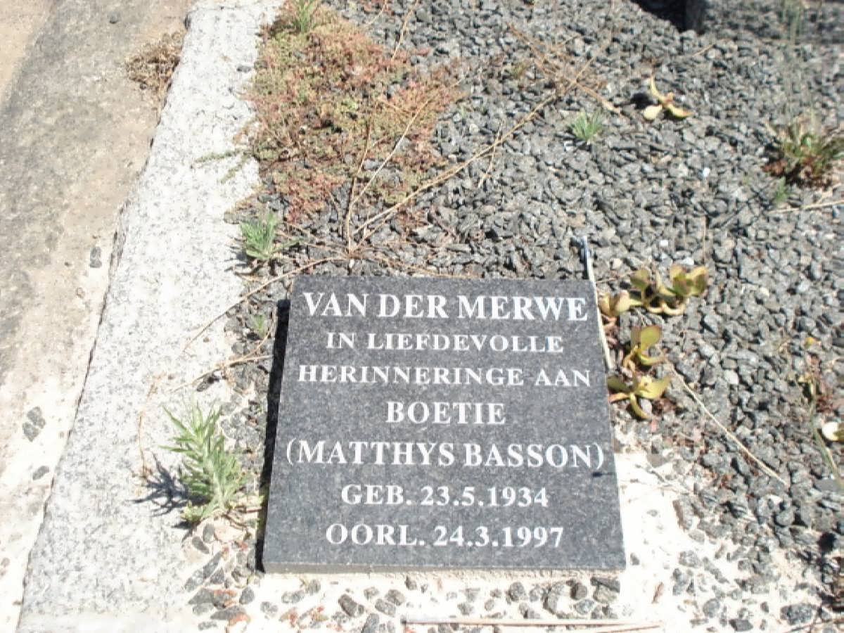 MERWE Matthys Basson, van der 1934-1997