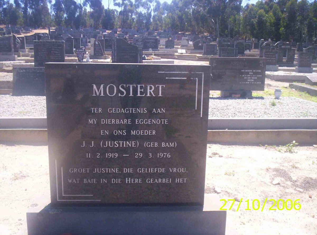 MOSTERT J.J. neé BAM 1919-1976