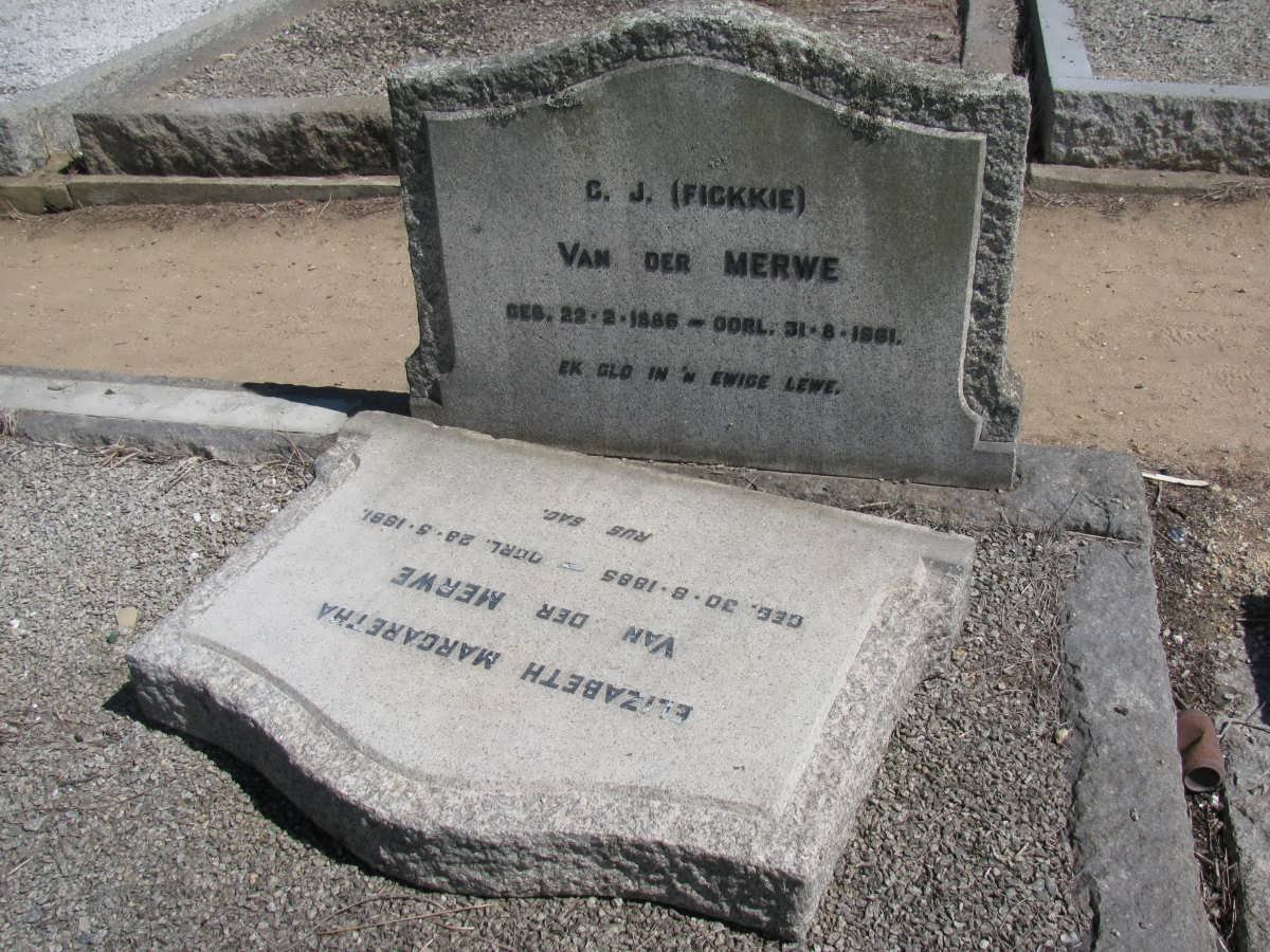 MERWE C.J., van der 1886-1961 &amp; Elizabeth Margaretha 1885-1961