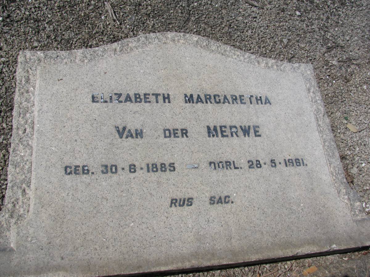 MERWE Elizabeth Margaretha, van der 1885-1961