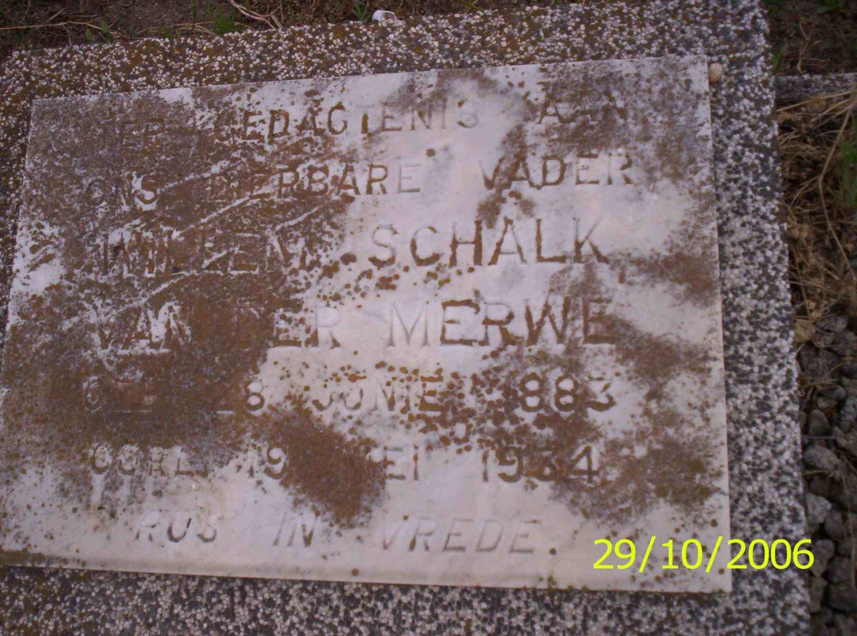 MERWE Willem Schalk, van der 1883-1934