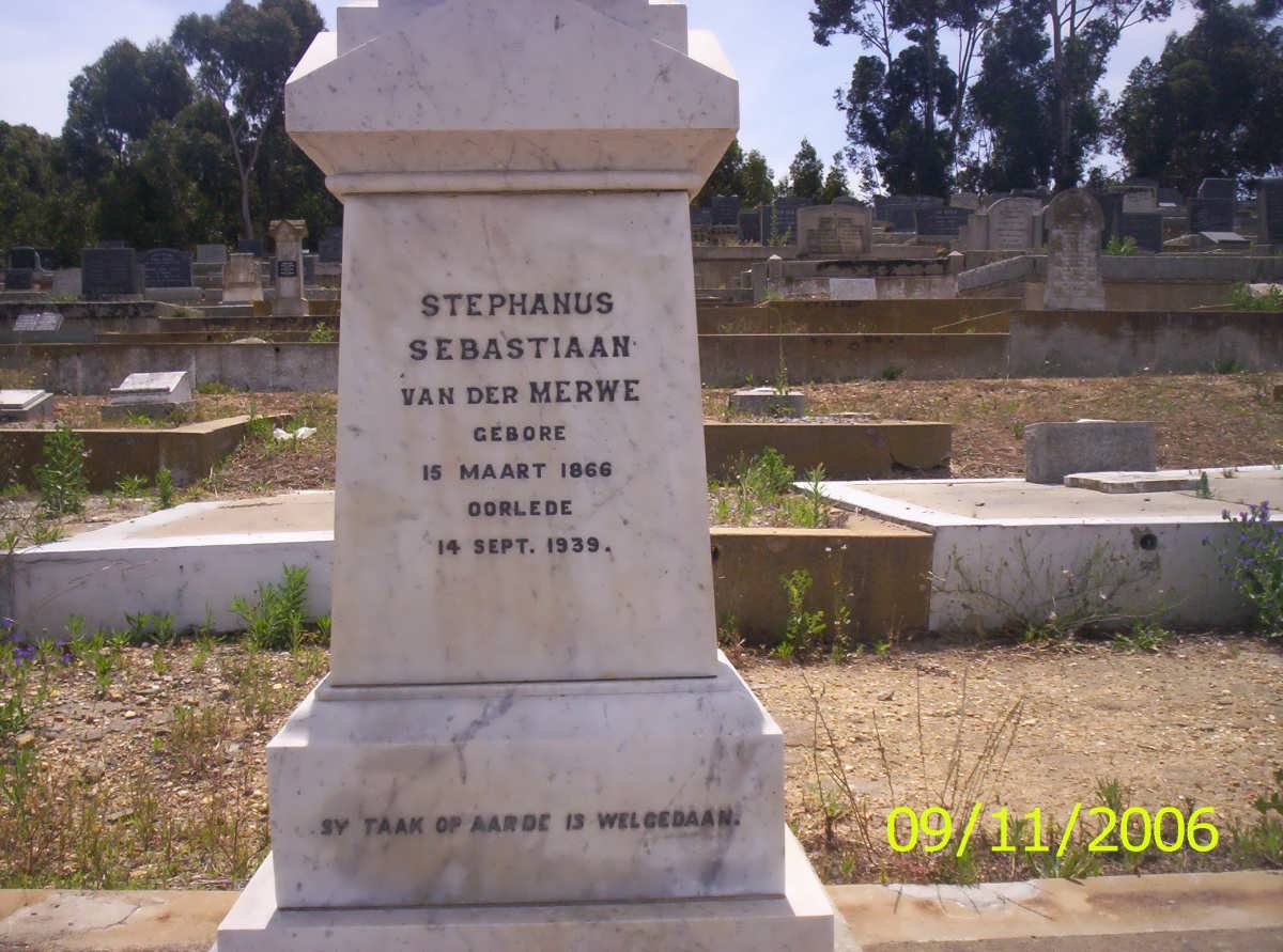 MERWE Stephanus Sebastiaan, van der 1866-1939