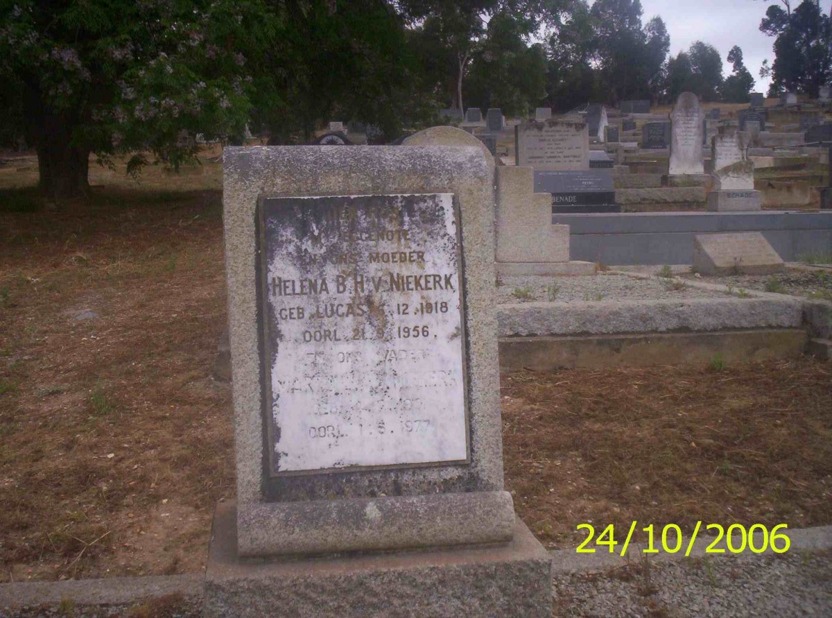 NIEKERK Martin J.A., van 1901-1977 &amp; Helena B.H. LUCAS 1918-1956