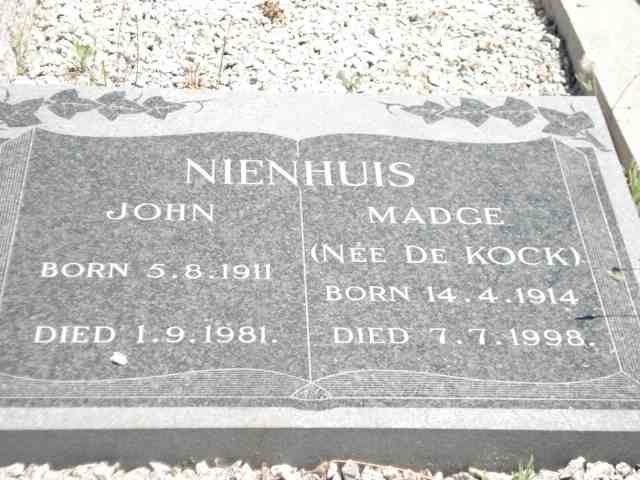 NIENHUIS John 1811-1981 &amp; Madge DE KOCK 1914-1998