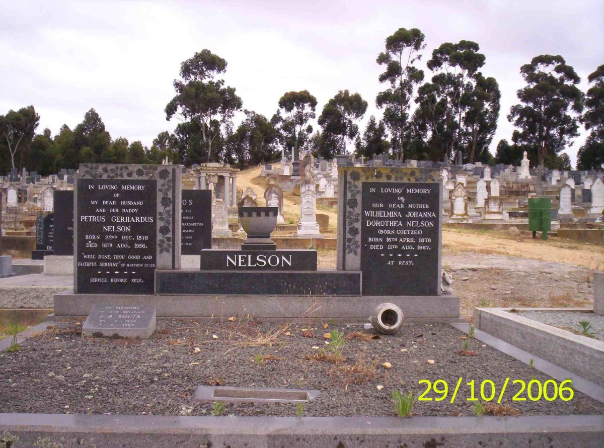 NELSON Petrus Gerhardus 1875-1956 &amp; Wilhelmina Johanna Dorothea COETZEE 1878-1967 :: SMUTS  J.B. 1939-1969