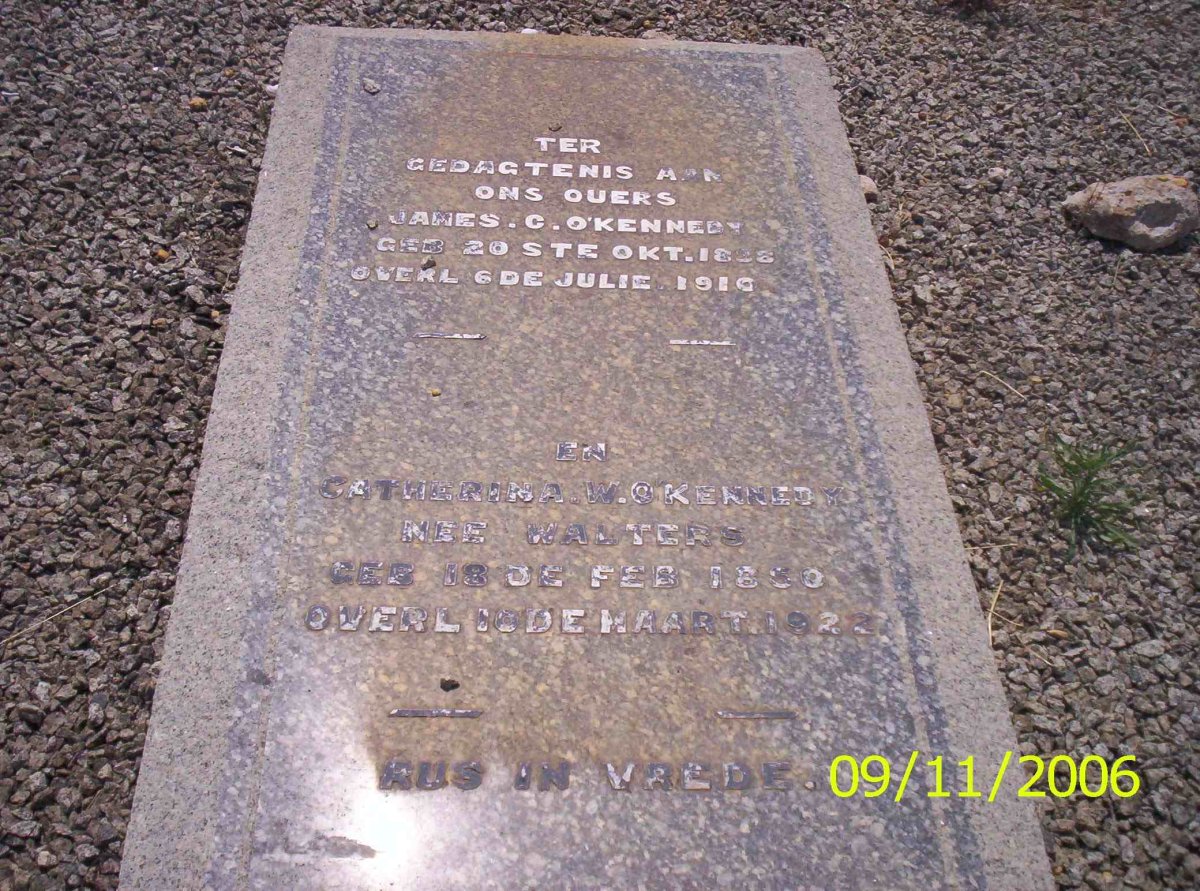 O'KENNEDY James 18?8-1910 &amp; Catharina W. WALTERS 1850-1922