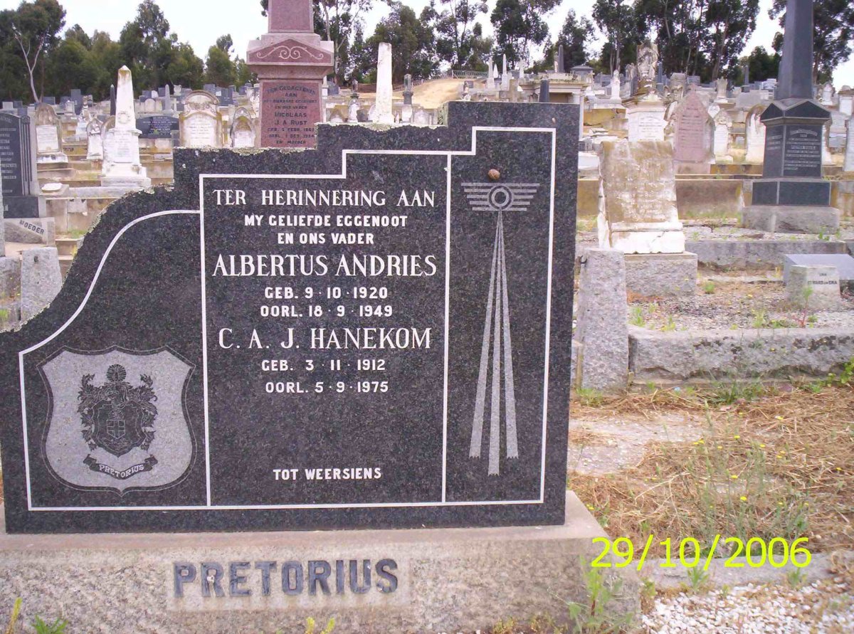 PRETORIUS Albertus Andries 1920-1949 :: HANEKOM C.A.J. 1912-1975
