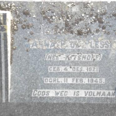 PLESSIS Anna P., du nee KITSHOFF 1921-1945