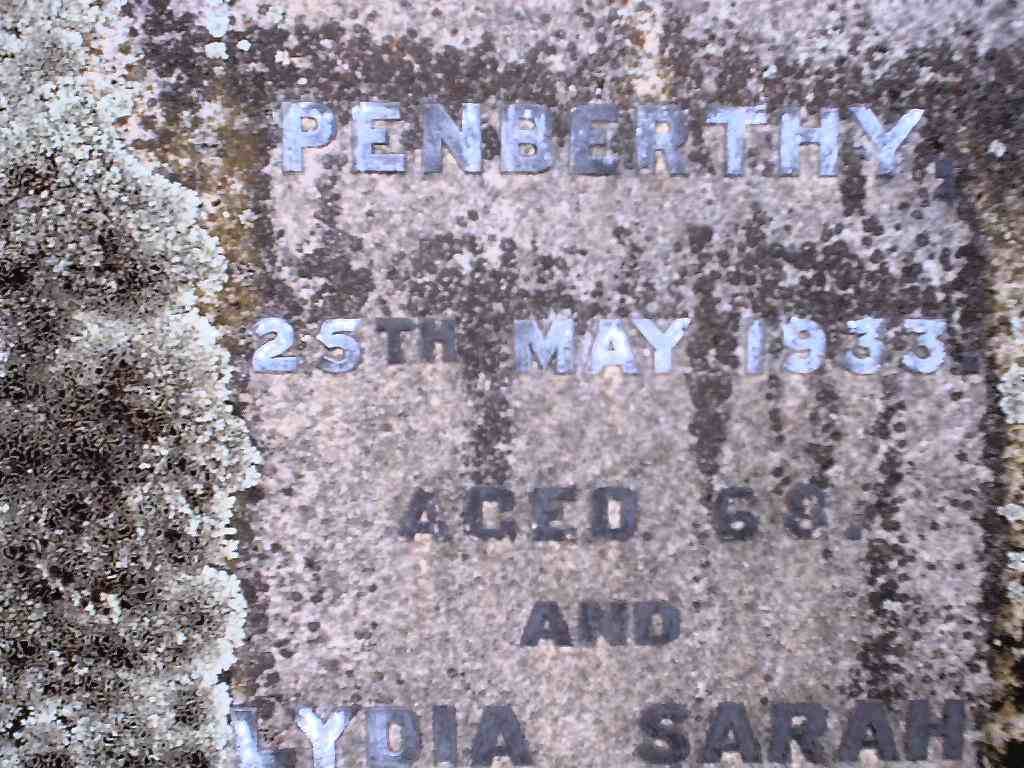 PENBERTHY William Pearce -1933 &amp; Lydia Sarah -1958