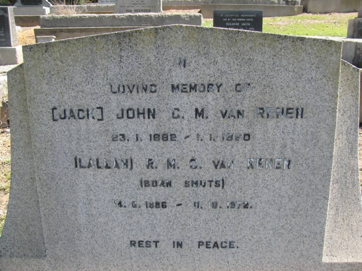 RENEN John G.M. 1882-1960 &amp; R.M.C. SMUTS 1886-1972