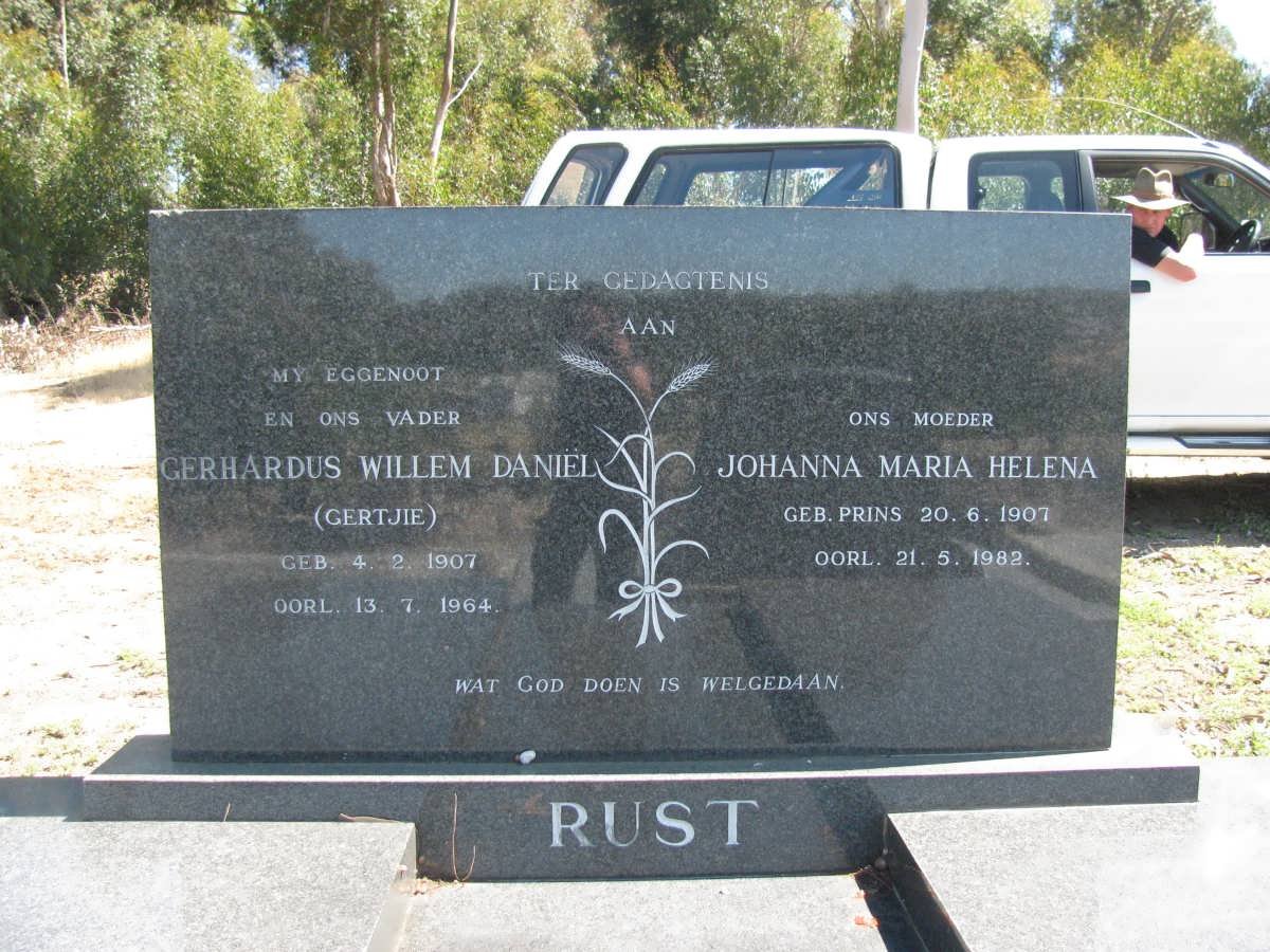 RUST Gerhardus Willem Daniel 1907-1964 &amp; Johanna Maria Helena PRINS 1907-1982