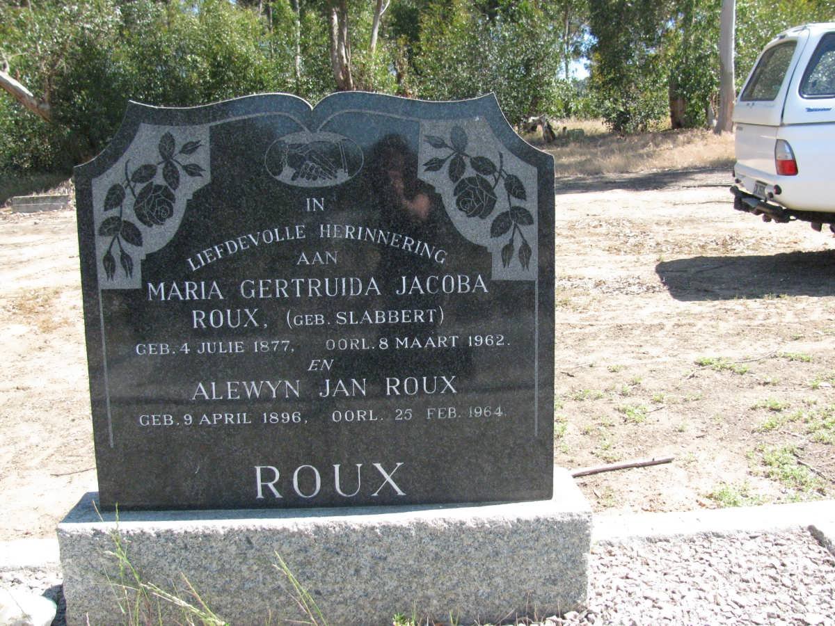 ROUX Alewyn Jan 1896-1964 &amp; Maria Gertruida Jacoba SLABBERT 1877-1962