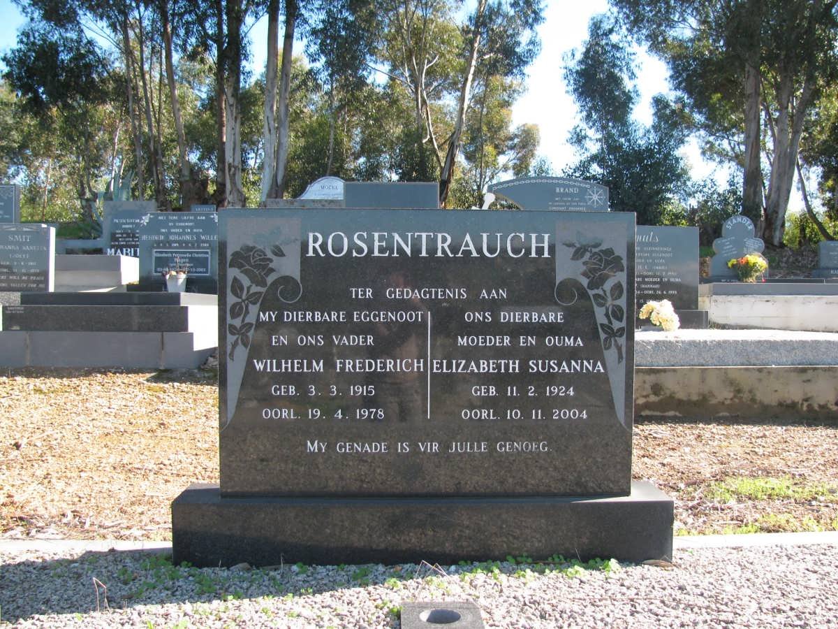 ROSENTRAUCH Wilhelm Frederich 1915-1978 &amp; Elizabeth Susanna 1924-2004
